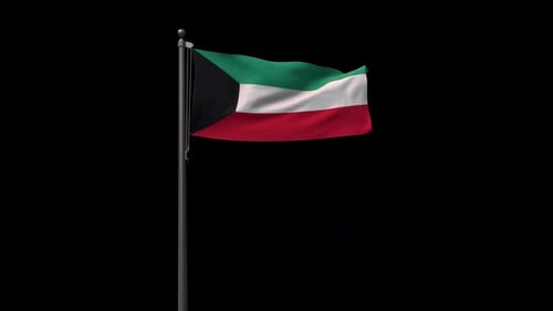 Kuwait National Flag Waving Animation