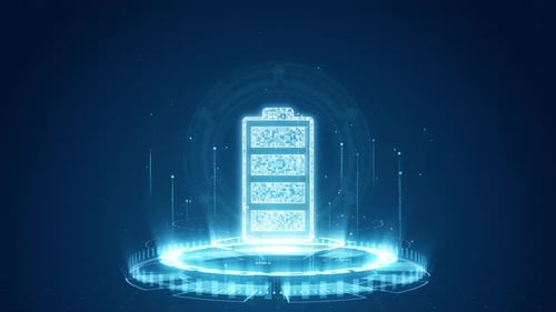 Futuristic Digital Battery Charging HUD Animation