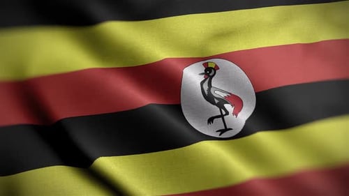 Realistic Waving Uganda National Flag Animation Loop