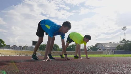 Track-Läufer in Startposition