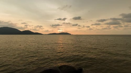 Sunset Behind Island