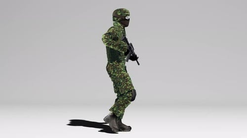 3D Animated Soldier Character Walking Loop