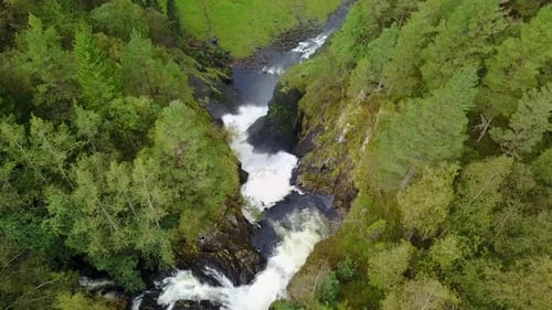 Waterfall Aerial View in Bergen in Norway