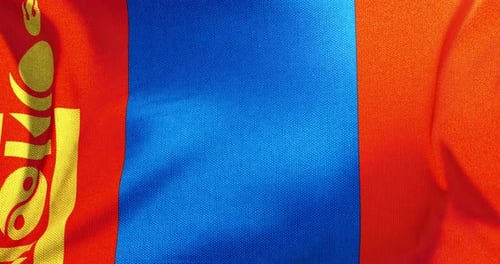 Mongolia National Flag Waving Realistic Loop Background