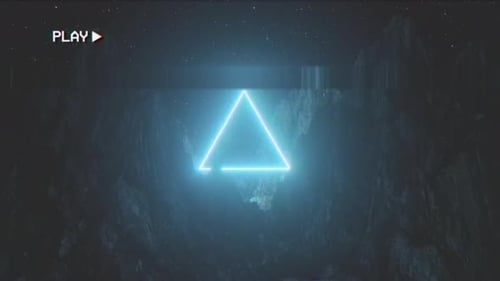 Retro Glitch Neon Triangle Logo Reveal
