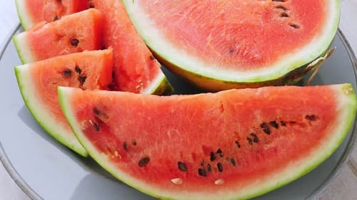 Ripe Red Watermelon on Plate