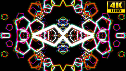Vibrant Geometric Neon Kaleidoscope Loop Background