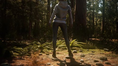 Woman in Yosimite National Park Near Sequoia