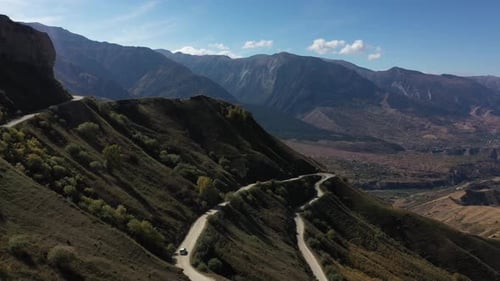 Aerial View of Mountain Road, Scenic Landscape