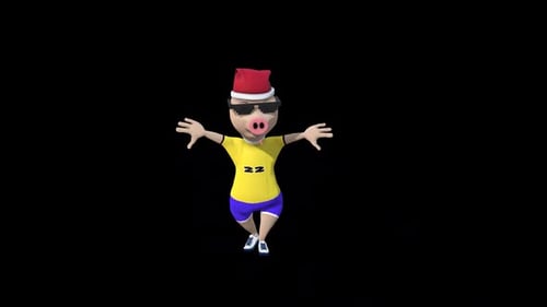 Cartoon Kid Pig Dance 7