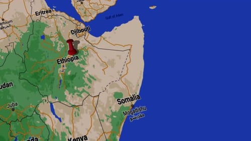 3D Map Animation with Location Pin Drop on Ethiopia