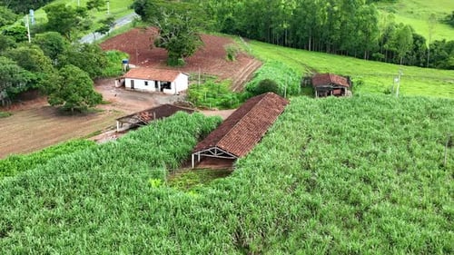 Countryside rural landscape aerial view. Preparing for cultivation.
