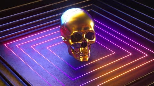 Skull With Neon Lights