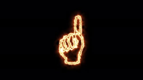 Glowing Fiery Hand Pointing Up Animated Icon Loop