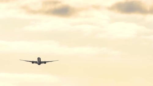 Airplane Silhouette Sunset Sky