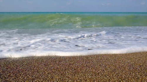 Beautiful Blue Sea Pebbles Beach