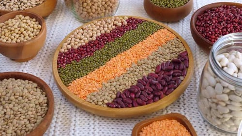 Various Legumes, Beans, and Lentils Display
