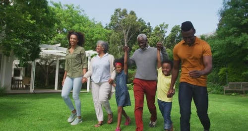 Family spending time together in the garden