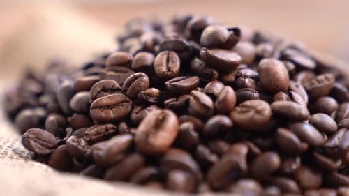 Close Up of Aromatic Roasted Coffee Beans