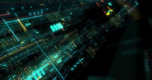 Nahtlose Schleife des digitalen Datenflusses eines abstrakten Matrix-Hologramms.