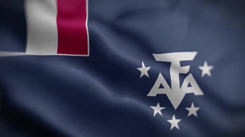 Bandera francesa de las Tierras Australes y Antárticas Texturizadas Ondeando Fondo