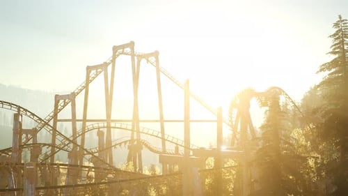 Old Roller Coaster at Sunset