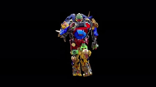 Walking Colorful Robot Character 3D Animation Loop