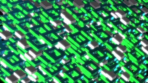 Abstract Glowing Geometric Blocks Loop Background