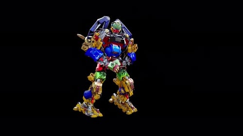 Colorful 3D Animated Robot Walking Cycle