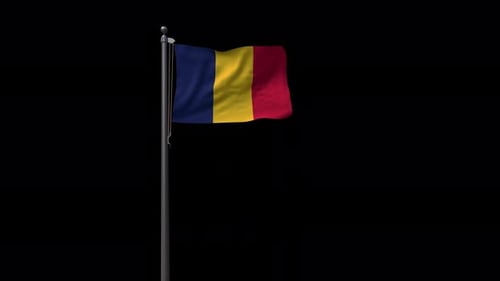 Waving Flag of Chad or Romania on Alpha Channel