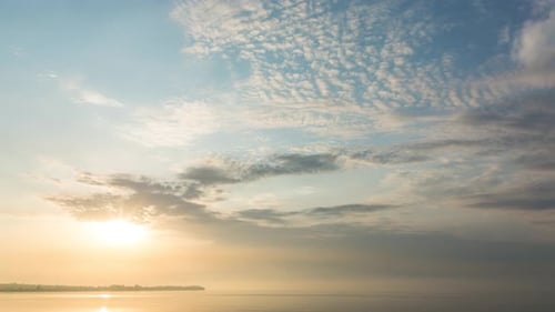 Sunrise Over The River Near The Shore, Timelapse, 4k