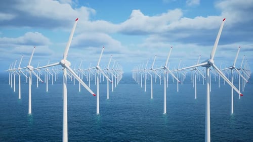 Sustainable Offshore Wind Farm with Rotating Turbines