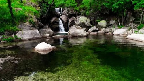 Aerial View of a Beautiful Waterfall in Nature