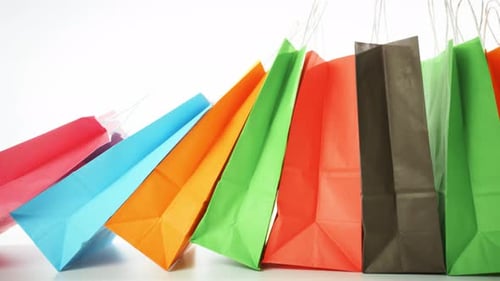 Studio Shot of Colorful Shopping Bags on White