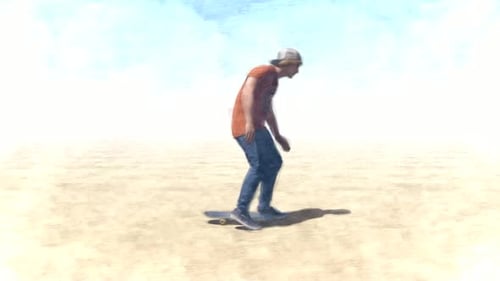 Skateboarder Performing Flip Trick in Artistic Sketch Animation