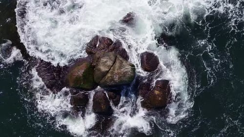 Aerial View of a Stone Ledge in the Black Sea Under a Clear Sky on a Sunny Day