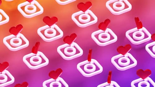 Animated Social Media Likes Icon Pattern with Hearts