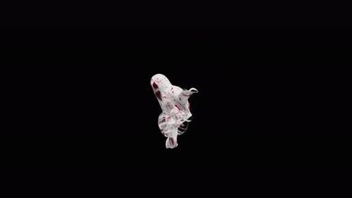 Floating Fluid Ghostly Figure with Blood Splatters Animation