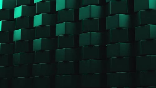 Dark Green Abstract Cubes Moving Wall Background