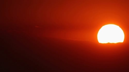 Beautiful Sunset with Vivid Colors in Space