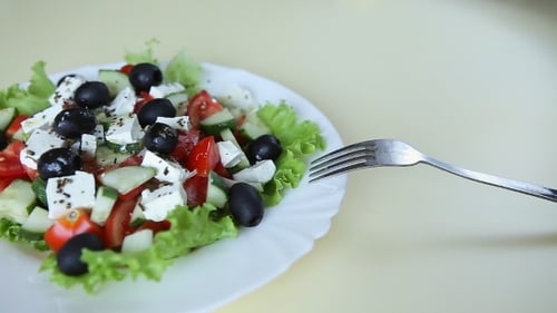 Close Up Of Greek Salad Plate