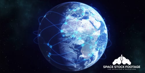 Futuristic Digital Global Network Connection on Earth