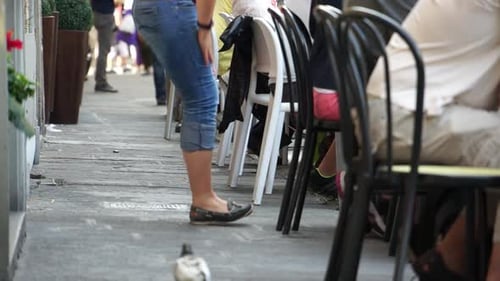 People at an Outdoor Cafe in City