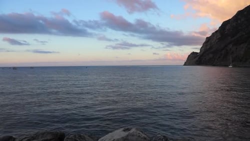Sunset Ocean View on a Rocky Beach