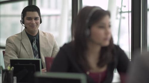 Hispanic Man Works In A Attractive Modern Call Center (4 Of 4)