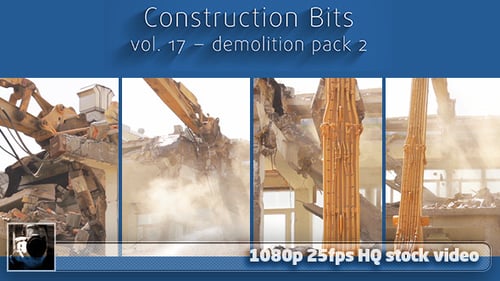 Excavator Demolishes a Wrecked Building During the Daytime