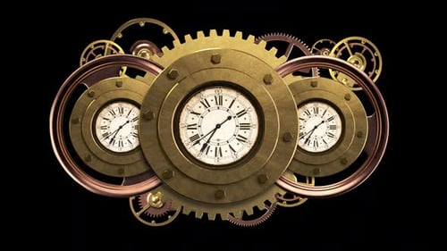 Animated Retro Clockwork Gears and Timepieces