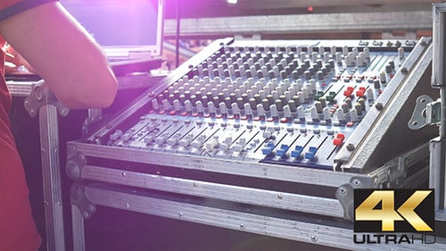Audio Sound Mixing Board Equipment being Used