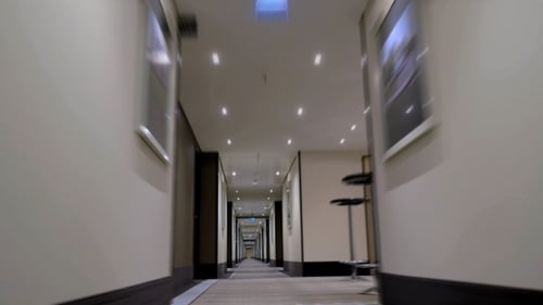 Timelapse Of Moving Forward In Empty Light Hotel