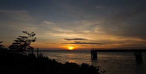 Ocean Sunset with Pier in Golden Hour